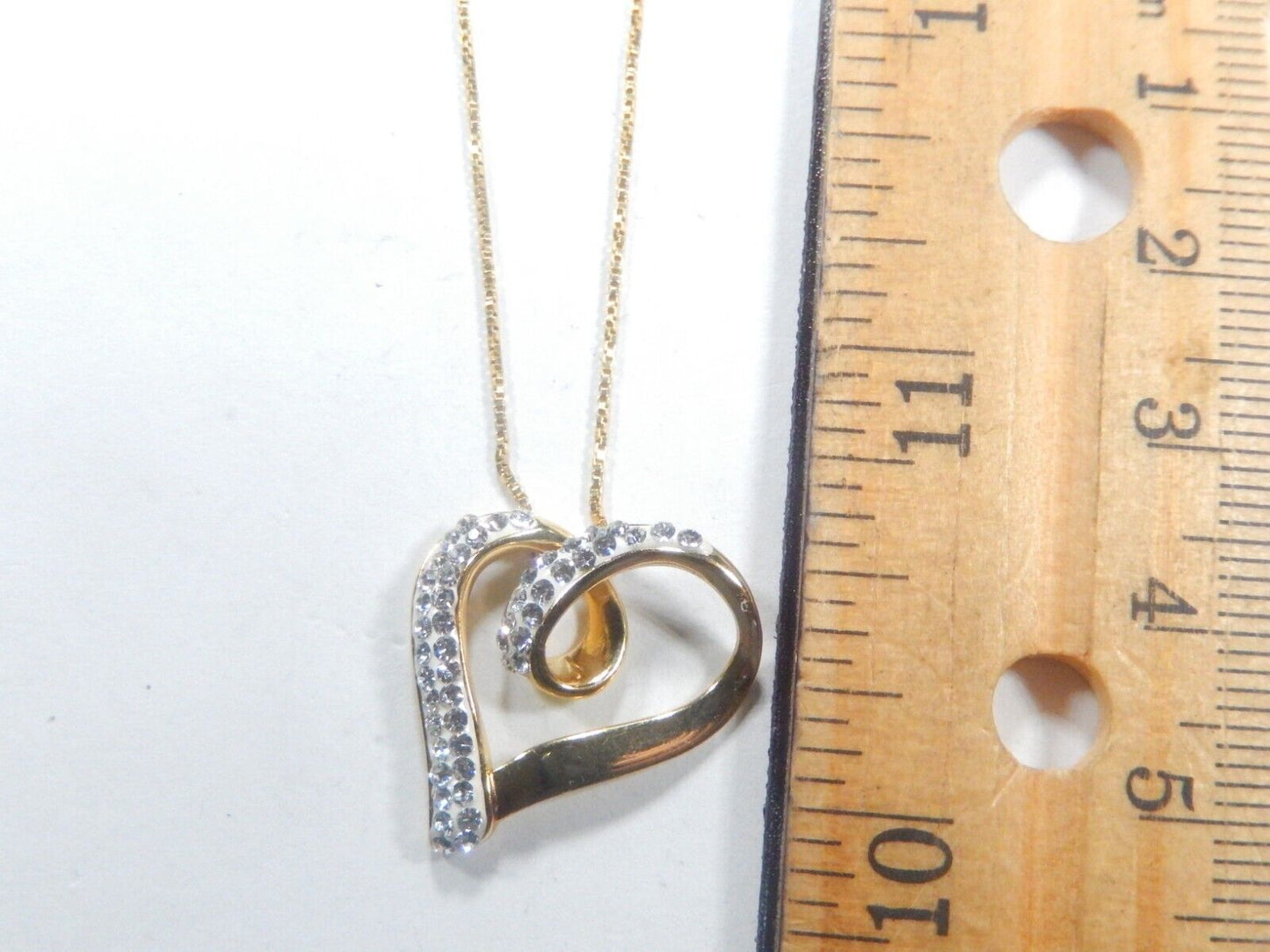 Gorgeous Vermeil 925 Sterling Crystal Floating Heart Slide Pendant w/18" Chain