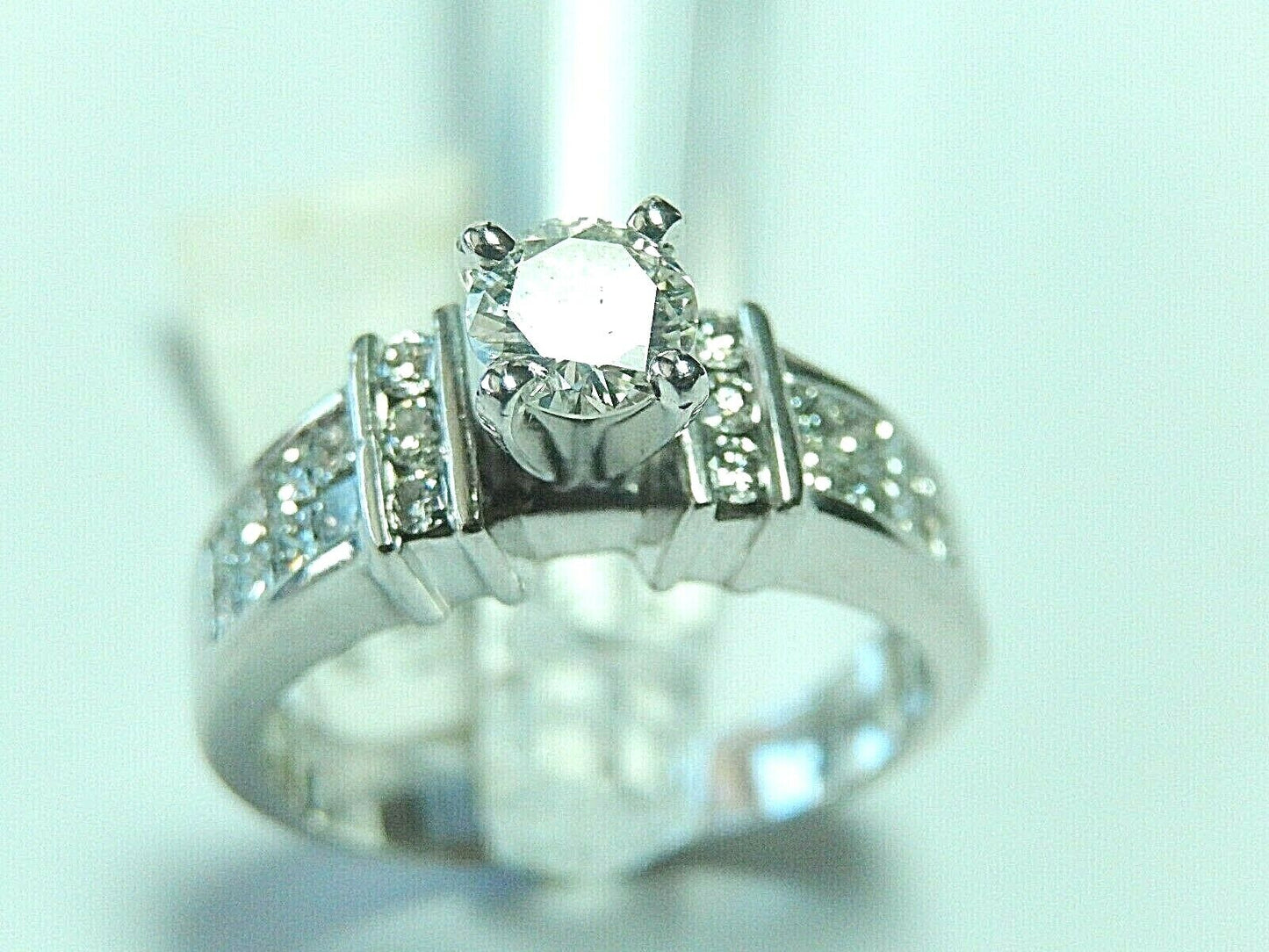 14K White Gold 1.5ct  Natural VVS Diamond  Beautiful Engagement Ring Sz 8.75