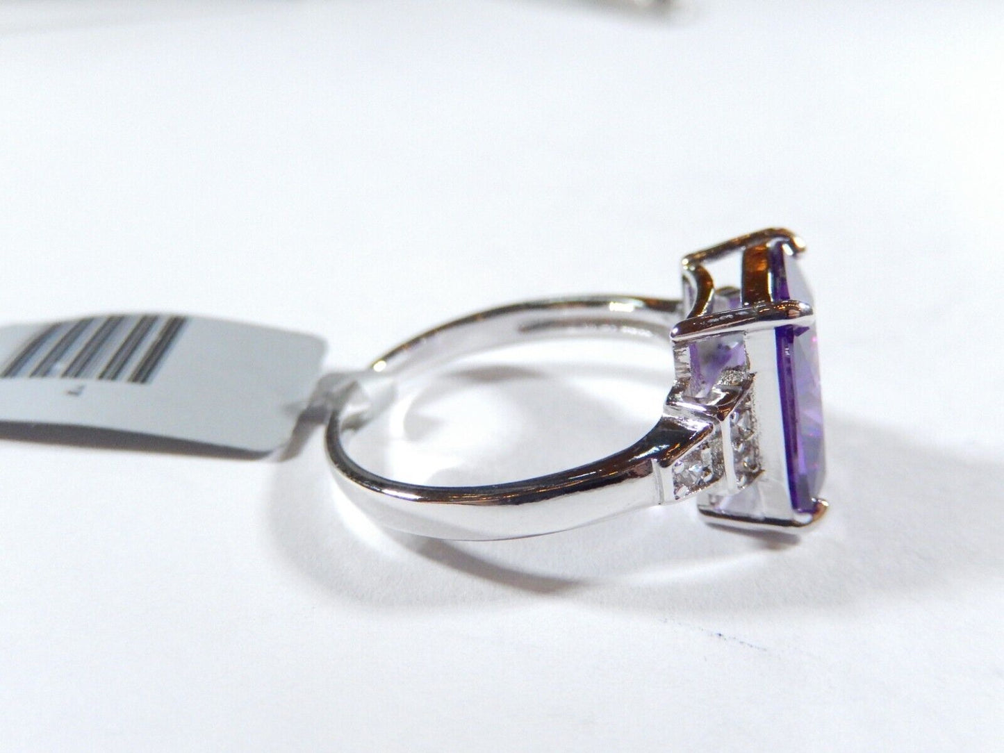 *VINTAGE* Beautiful Sterling Silver 5.00 CT Amethyst & Cubic Zirconia Ring Siz 9