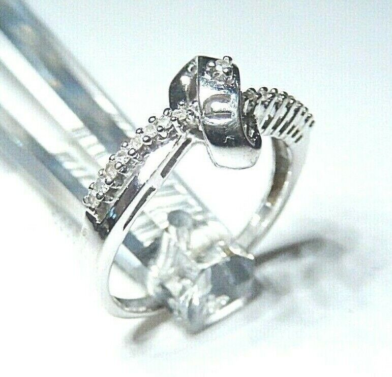 *VINTAGE* 10K  White Gold I LOVE YOU 1/5CT Diamond Ring Size 7.5