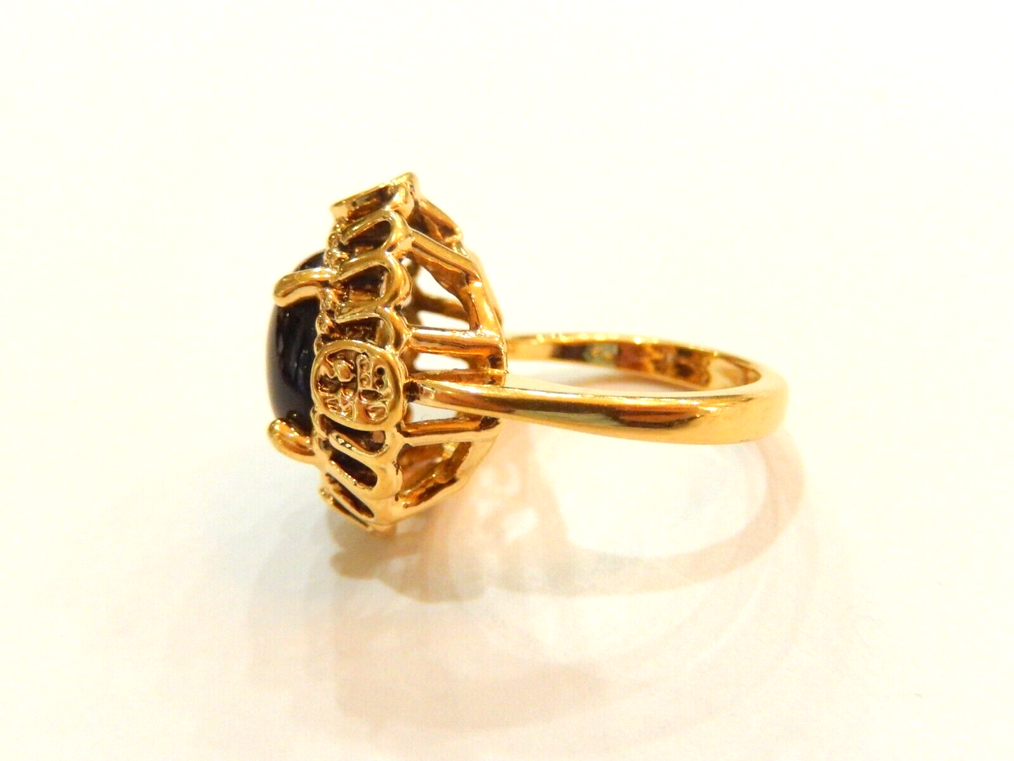 *VINTAGE*  LIND 14K HGE Yellow Gold Plated Black Onyx Ring Size 6