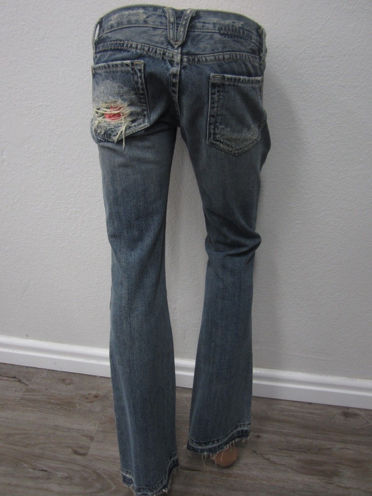 NICEMISS ME JP4152F Denim Embroidery Holes Patchwork Flowers Flare Jeans 26 x 33