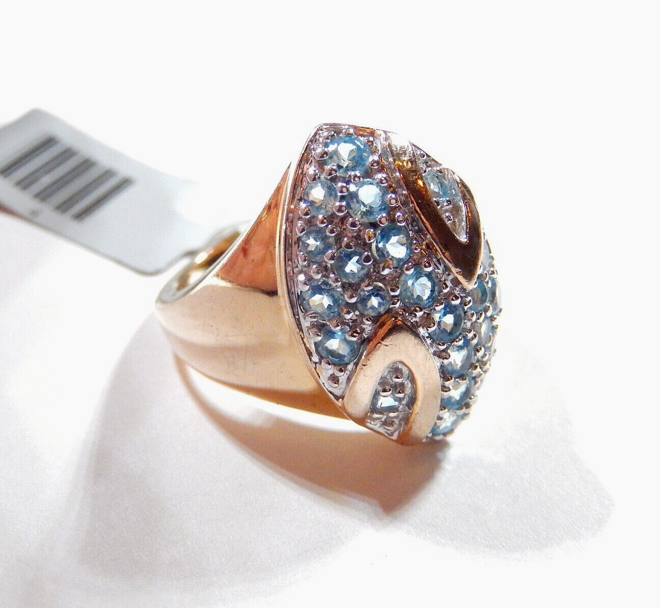 *STATEMENT RING* Sterling Silver 925 Gold Vermeil Blue Topaz Cluster Ring Size 7