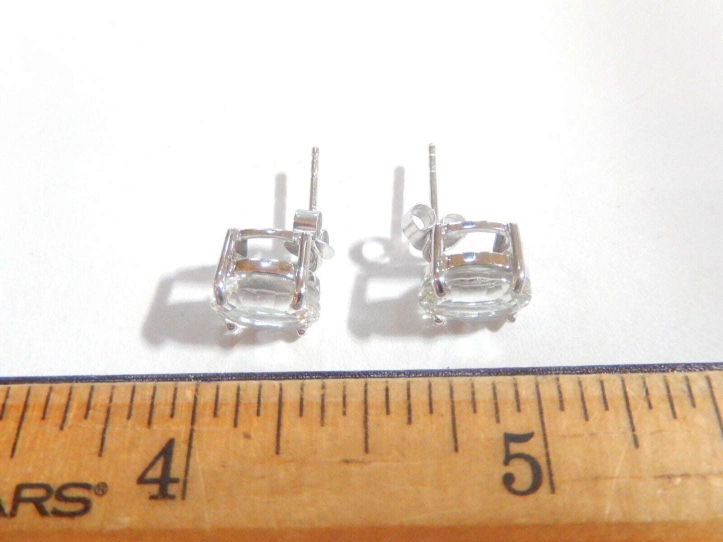14K White Gold 4Ct Oval White Sapphire Solitaire Stud Earrings