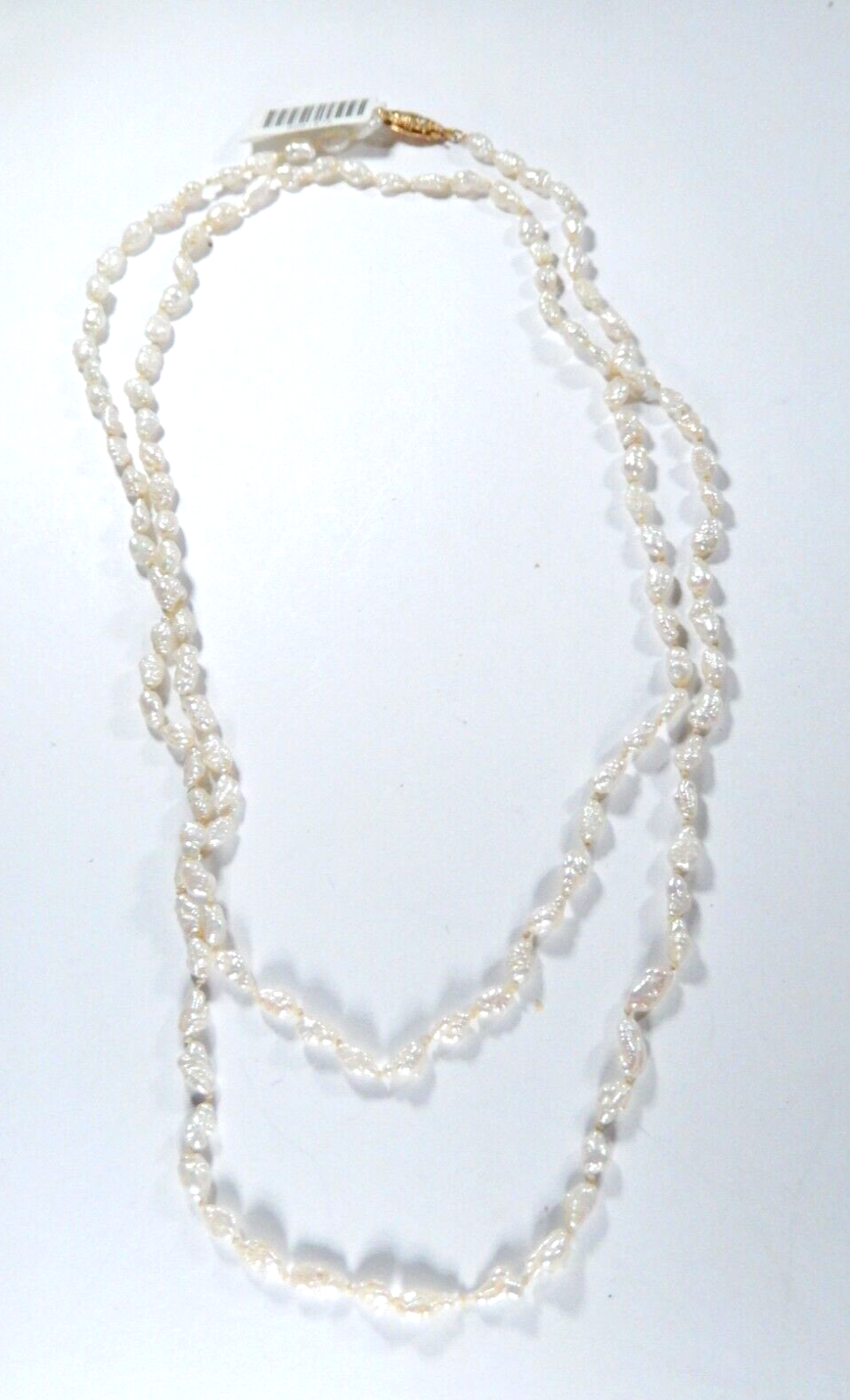 *VINTAGE*  14K Yellow Gold Clasp with Freshwater Rice Pearl  32" Necklace
