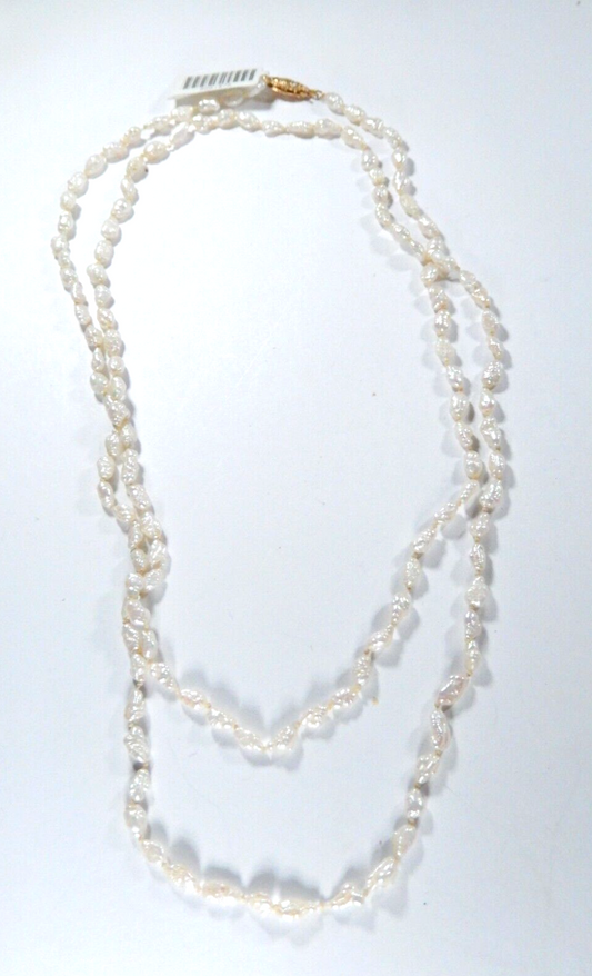 *VINTAGE*  14K Yellow Gold Clasp with Freshwater Rice Pearl  32" Necklace