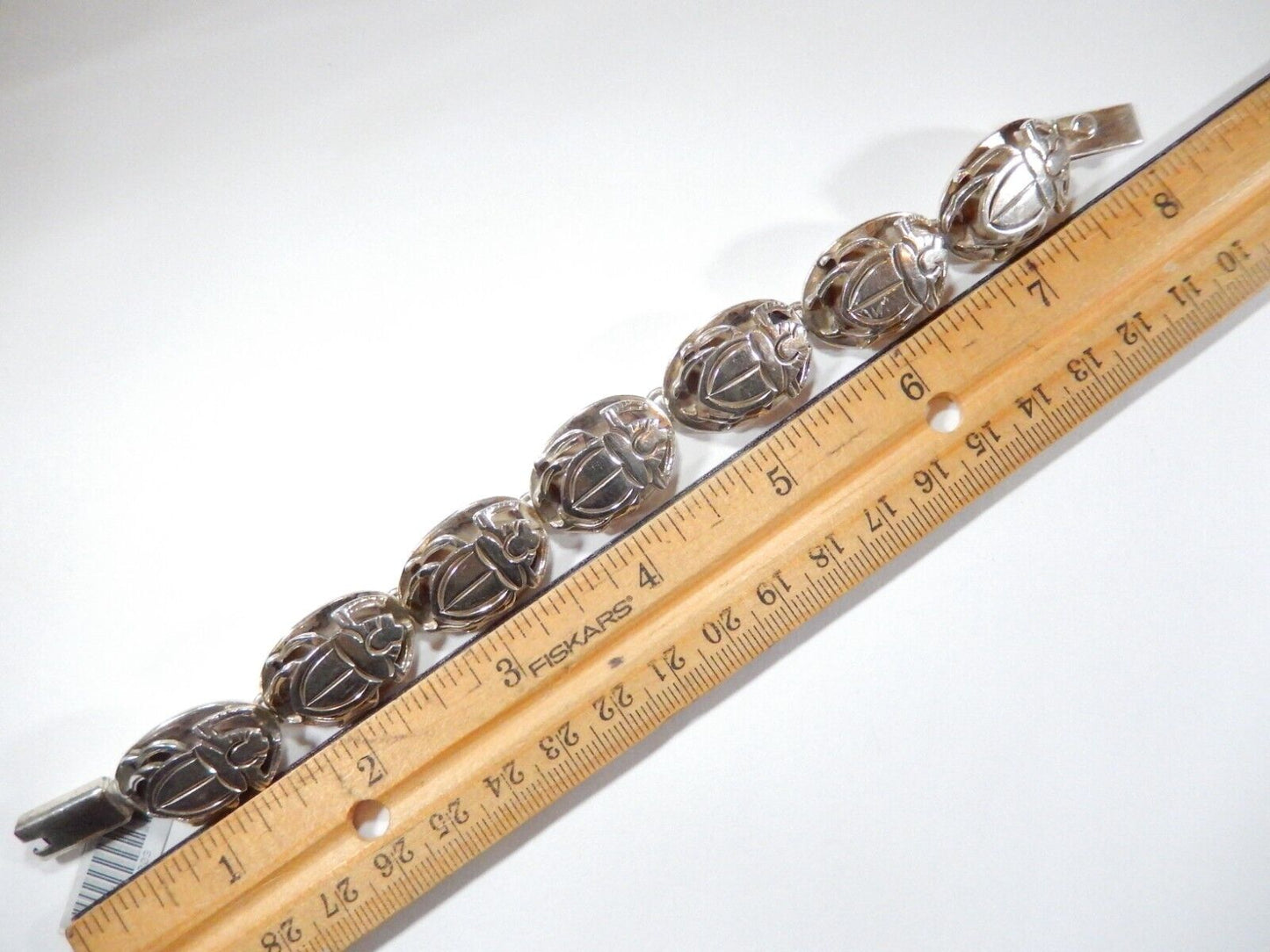*VINTAGE*  MEXICO STERLING SILVER HEAVY 64.4 GRAMS  BEATLE BUG  7.5" BRACELET