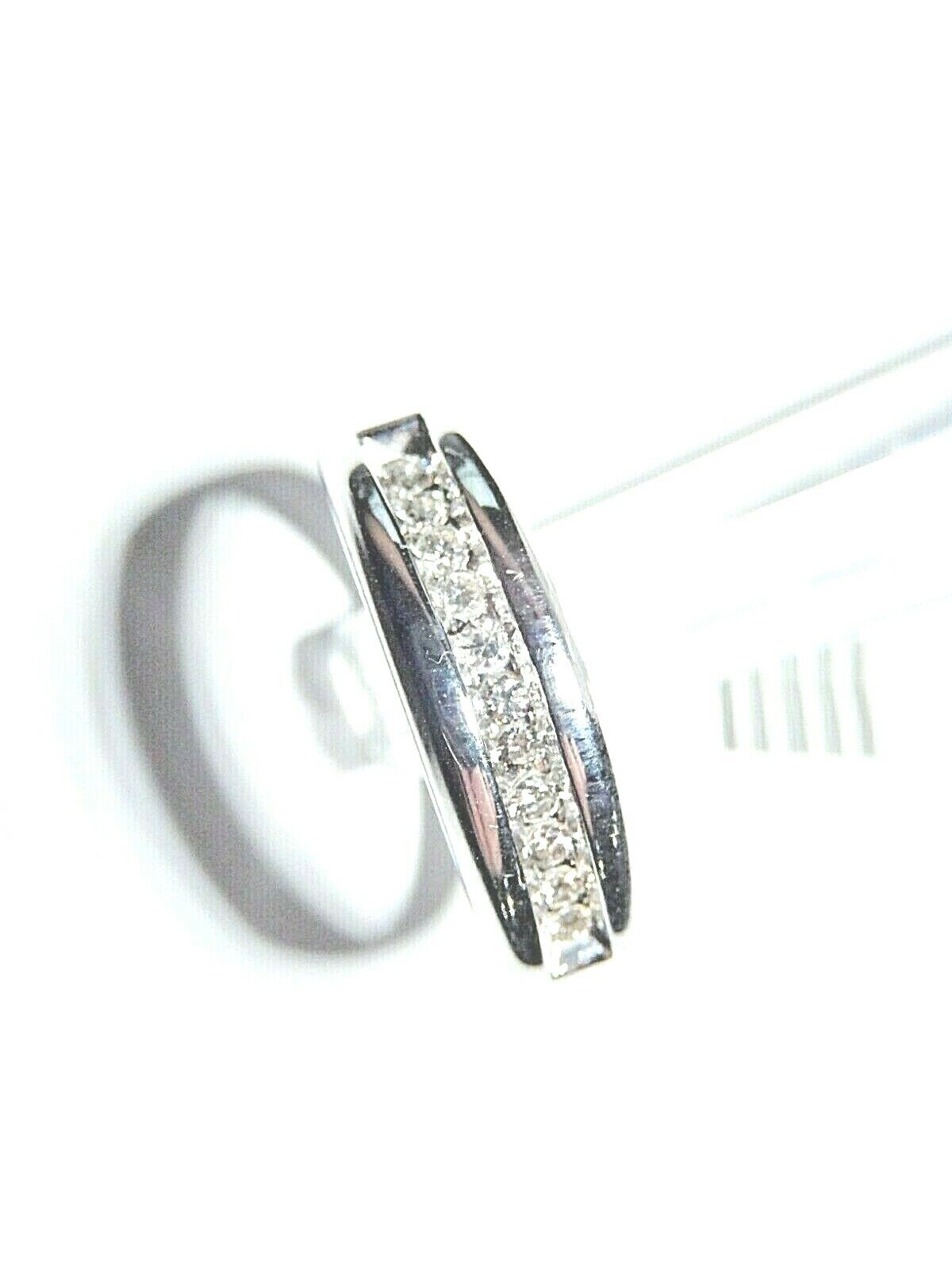 14K White Gold Natural .25CT Round Diamond 6MM Wide Men's Wedding Band Ring 9.5