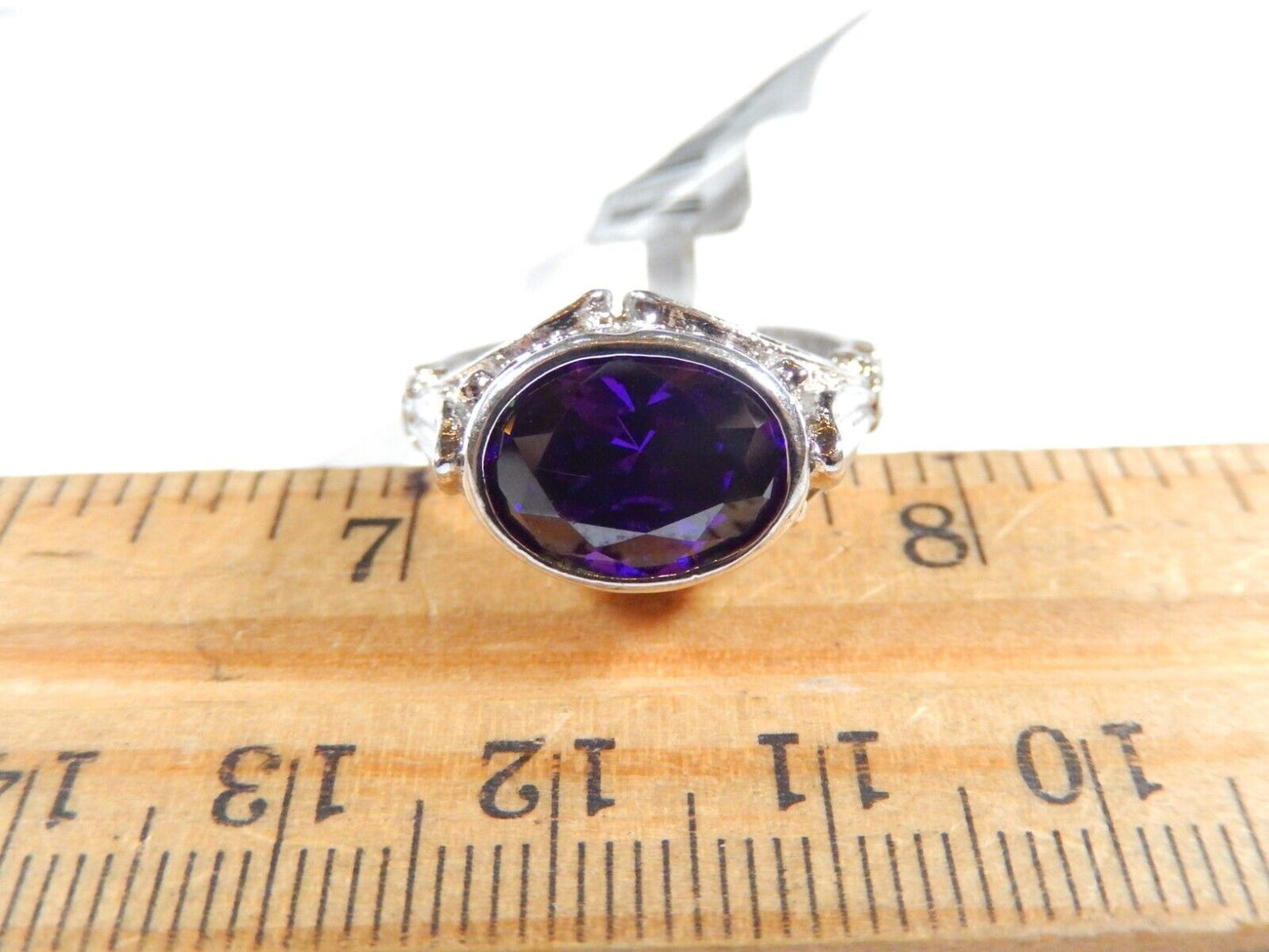 *VINTAGE*  VICTORIAN STYLE 925 STERLING SILVER 4.00 CT OVAL AMETHYST RING Sz 9