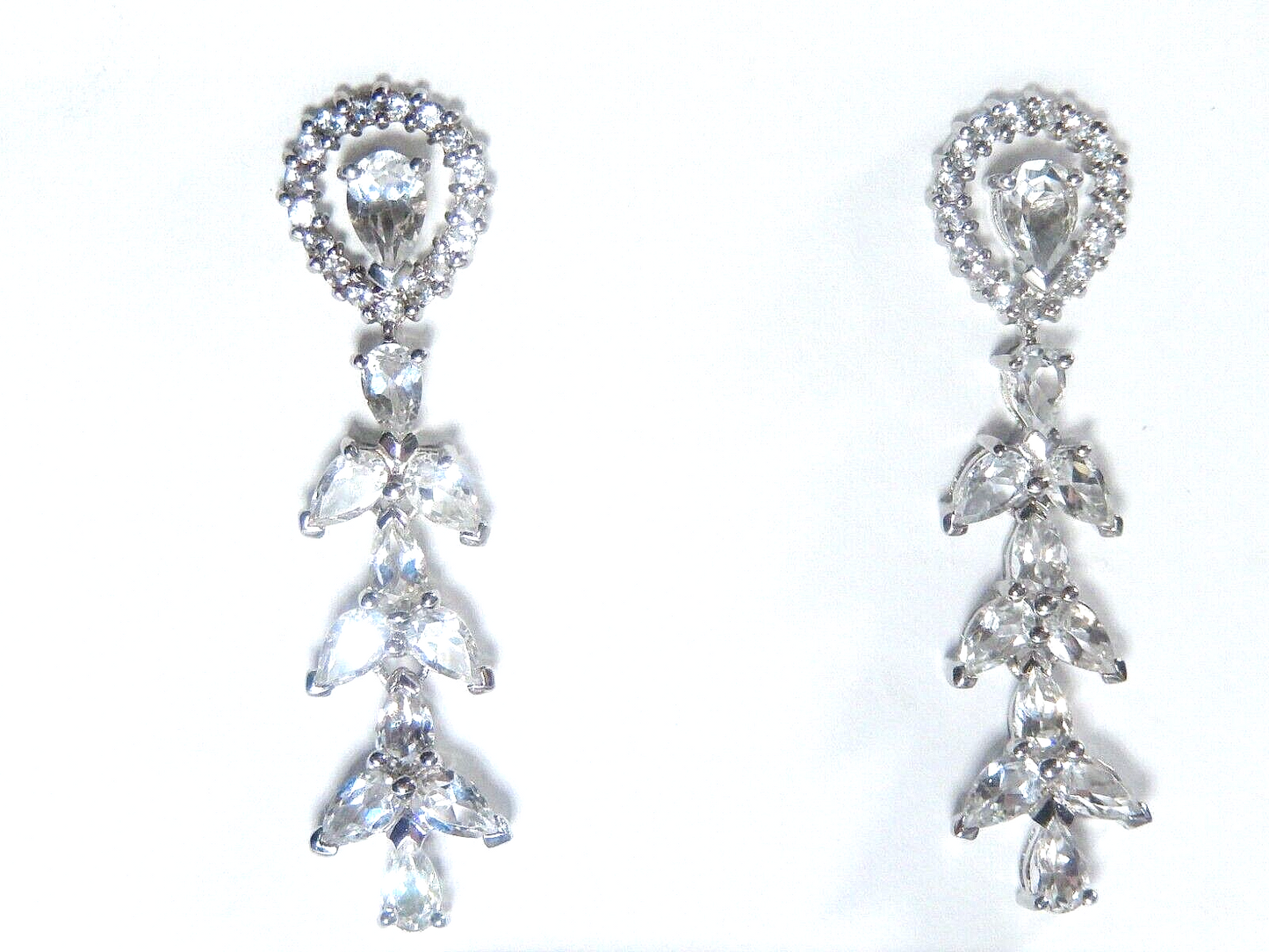 *VINTAGE*  Sterling Silver Long CZ Dangle Post Earrings