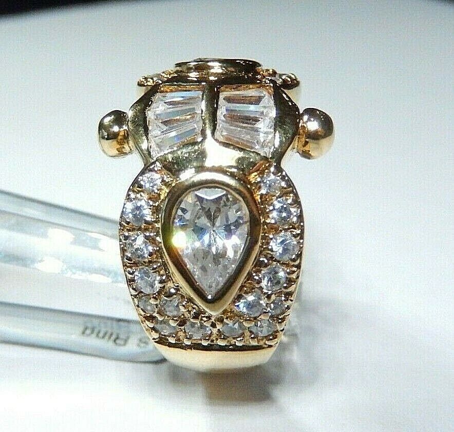 *STUNNING*   Gold Vermeil .925  CZ  2.00CT Statement  Ring,  Size 9.25