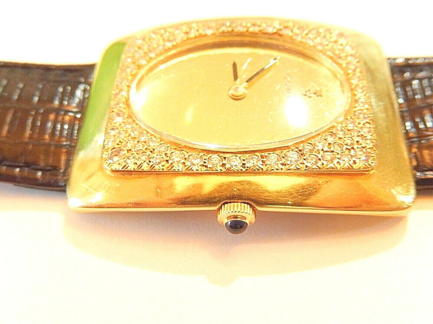 Men's CORUM 18k Yellow Gold & 82 VS Diamond Hand-Winding Watch w/ Leather Band