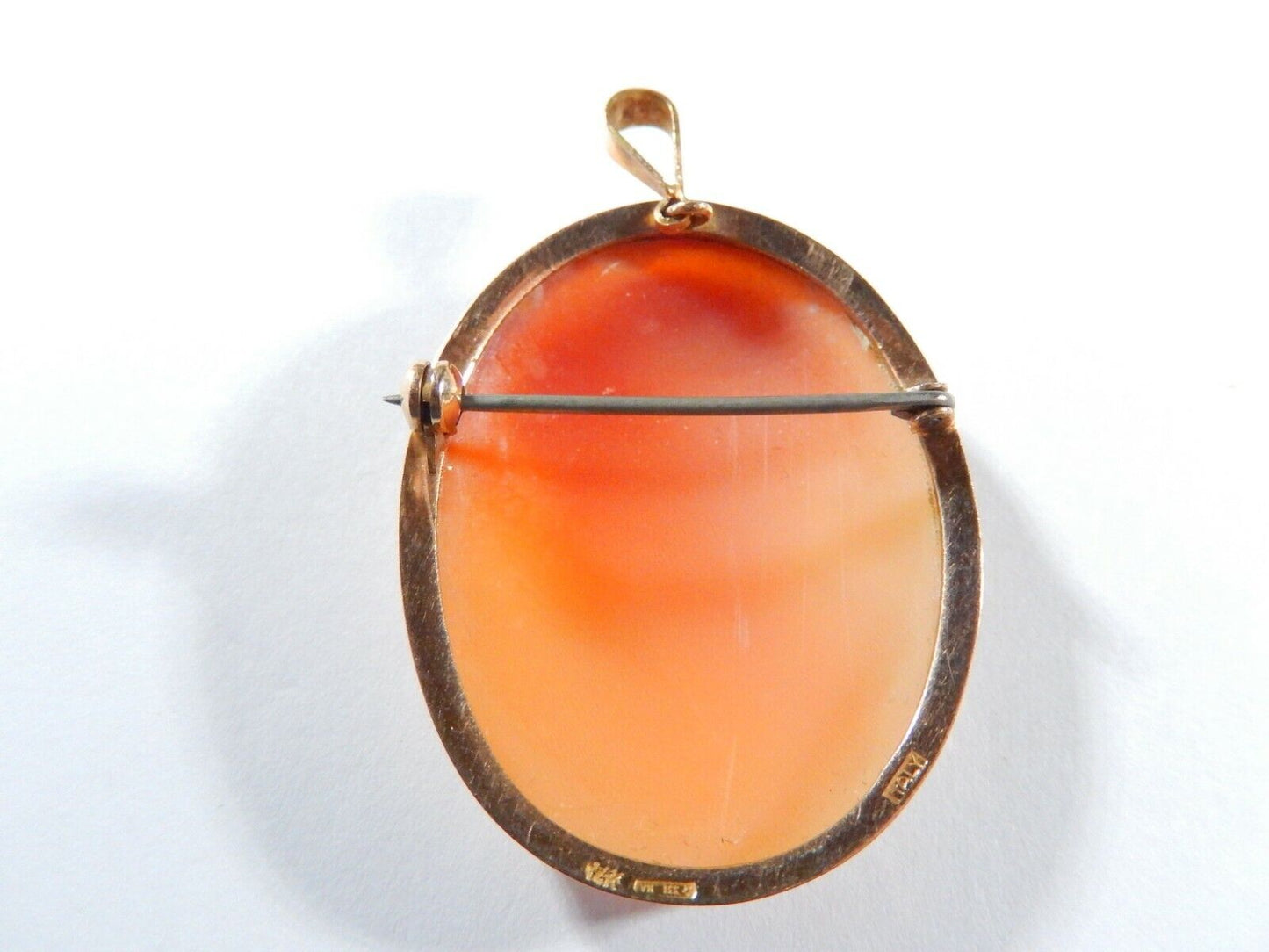 Beautiful VINTAGE 14k Gold Large Carved Shell Cameo Brooch Pin or Pendant