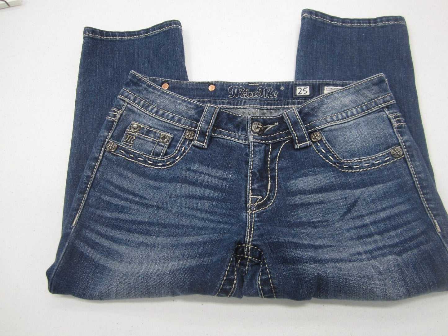 MINT MISS ME Signature Capri Pants Jeans Angel Wings Horseshoes JW7537P2 Sz25x20