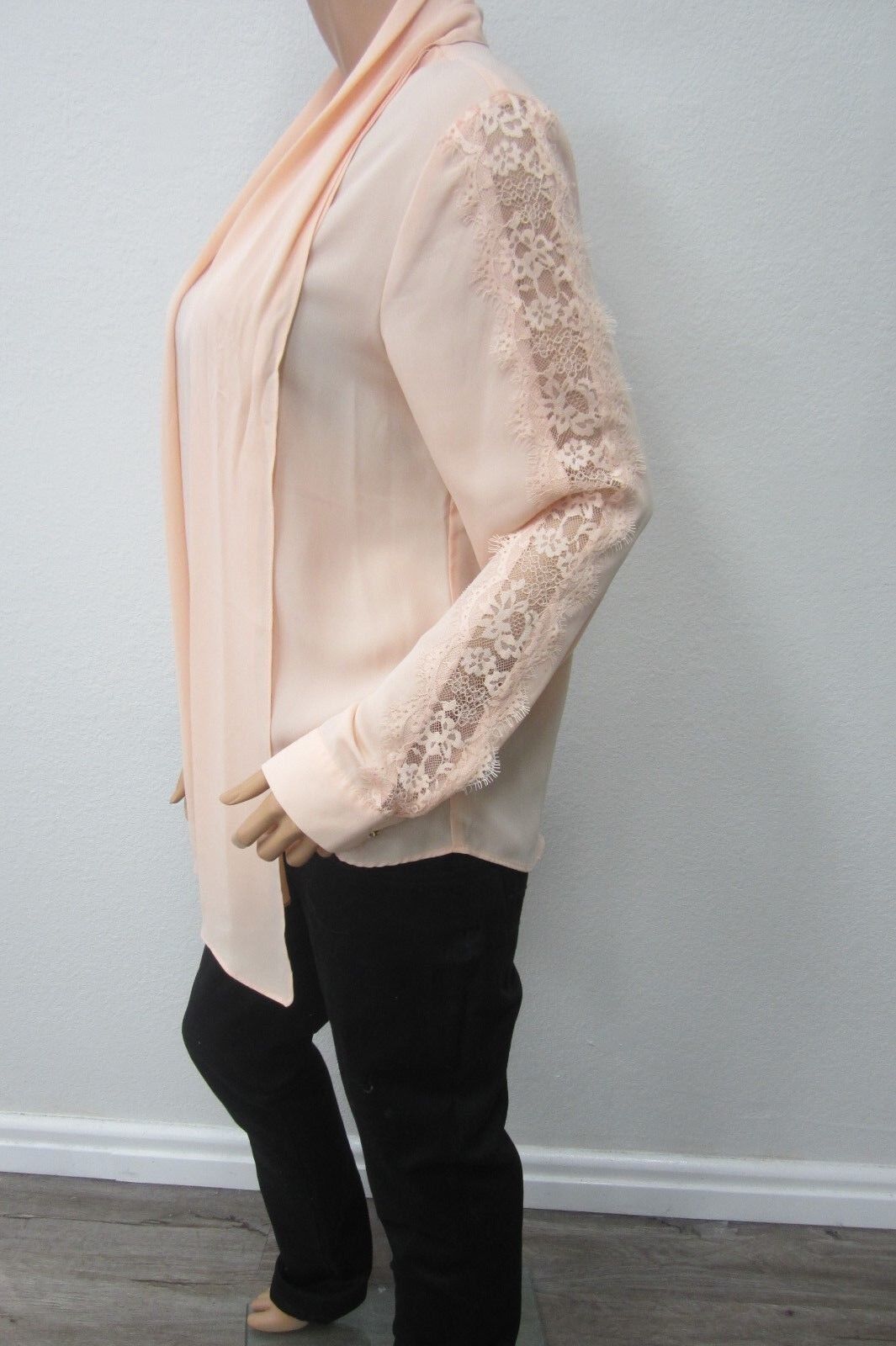 CATO Womens Size Large Long Sleeve Chiffon Coral Blouse Top