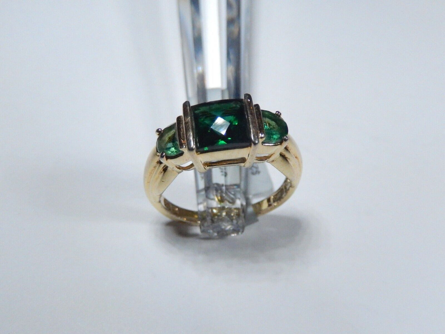 Vintage 18K Vermeil Sterling Silver Lab Emerald  Ring Size 9.25