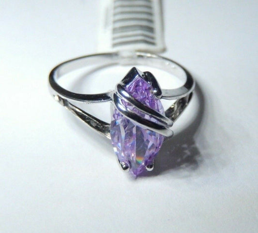 *NEW* 10k White Gold Lavender Marquise Topaz 1.5CT  Solitaire Ring Size 7