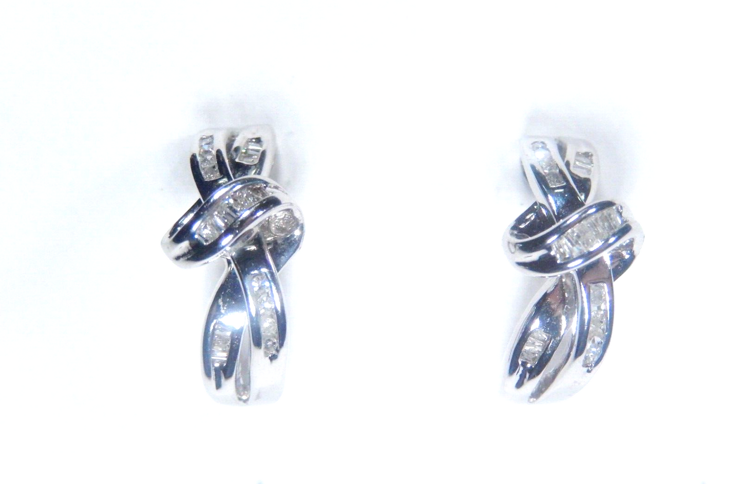 10K White Gold .33CT  Natural Diamond  Cluster Earrings