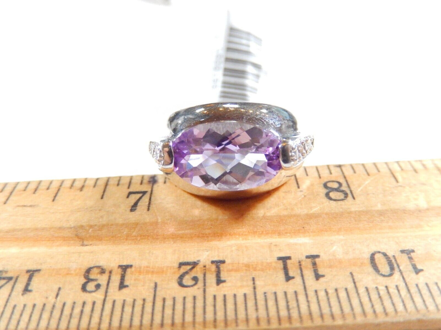 *VINTAGE*  Beautiful J & T Sterling Silver  3.50CT Oval Amethyst  Ring Size 7