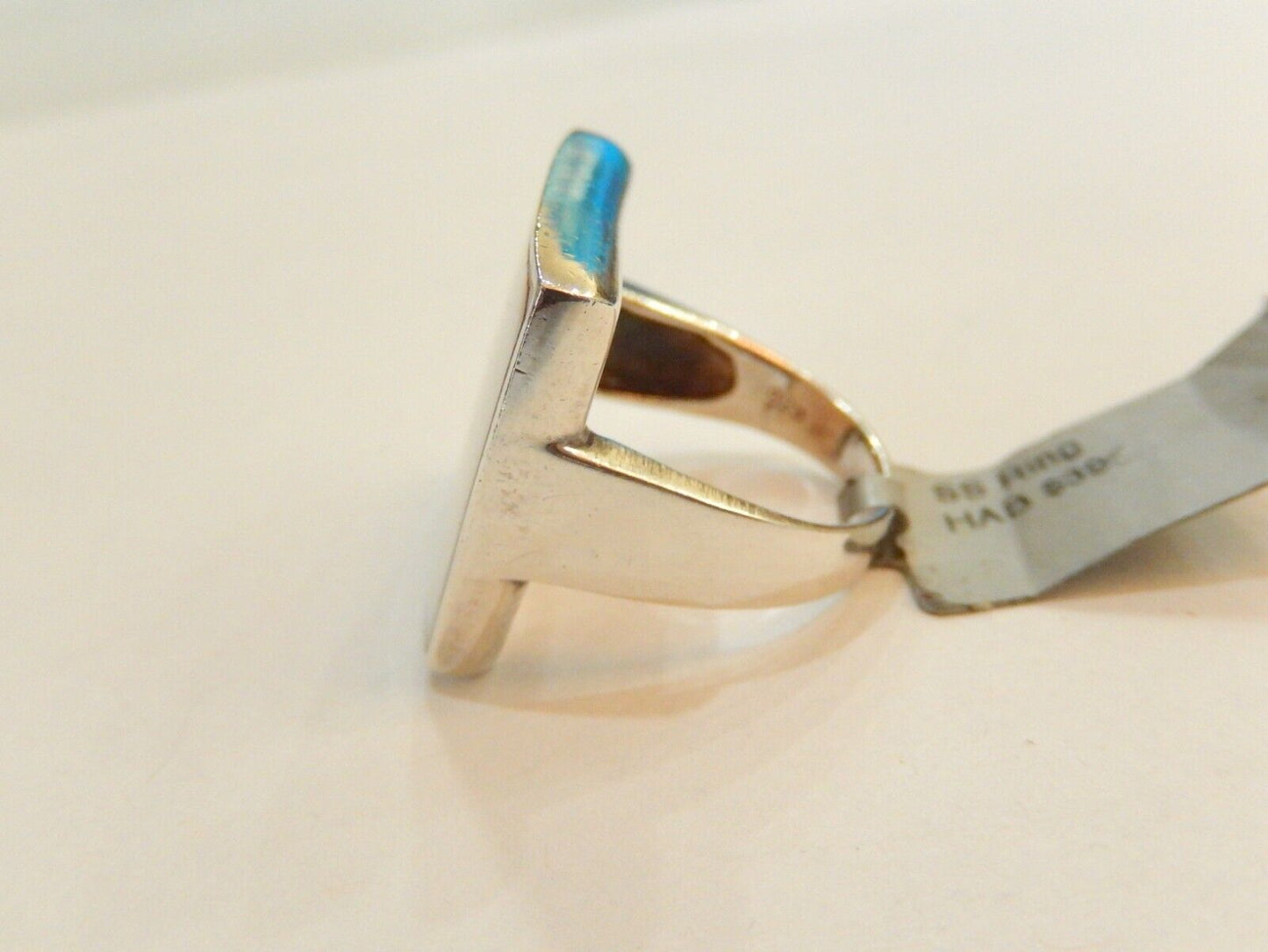 Natural White Gemstone Sterling Silver Ring 925 Sz: 6 - 3/4" x 3/4"