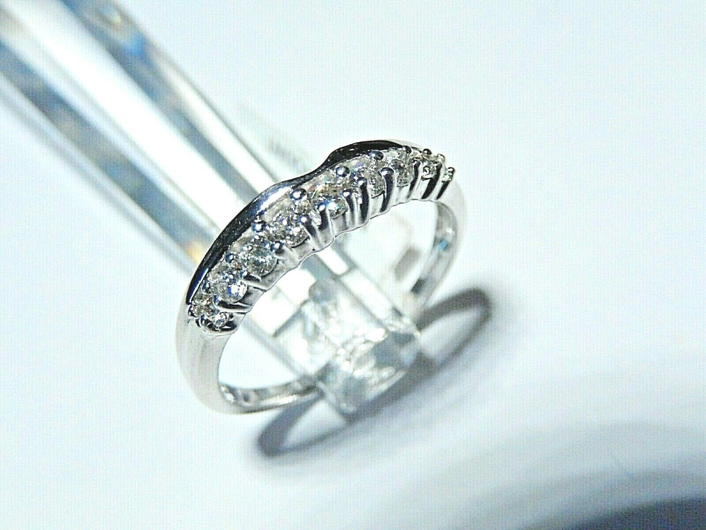 *NWT* 14K White Gold VS Diamond Band for Inset Against Solitaire Mount Size 7.25