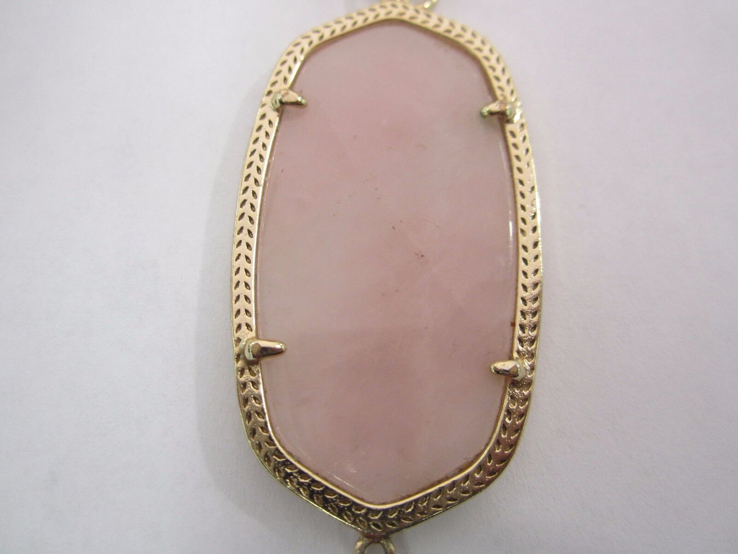 Kendra Scott Rose Quartz Necklace in Yellow Gold Tone Finish