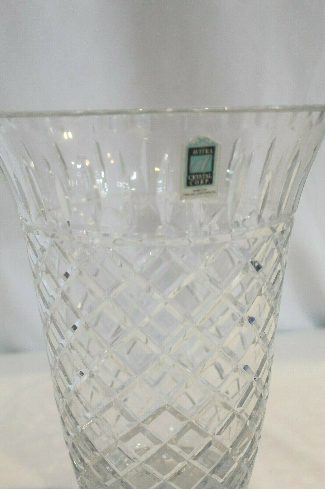 Avitra Crystal Corp Hand Cut Over 24% Lead Crystal 12" - Tall Vase