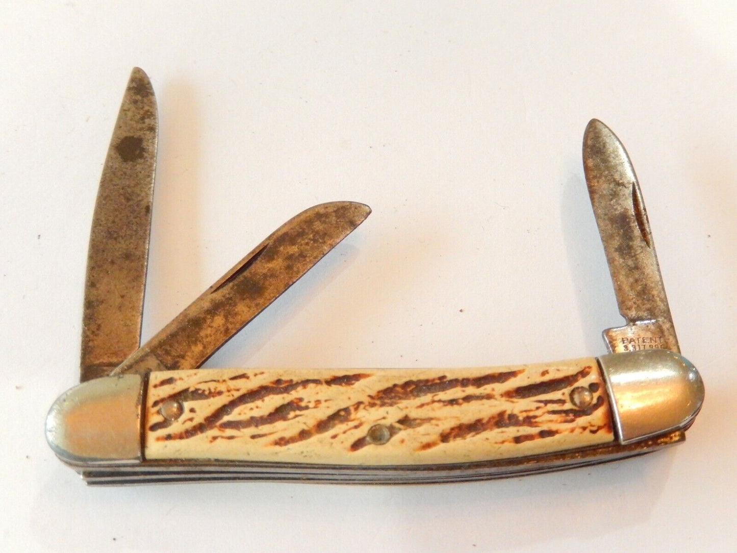 *VINTAGE* Colonial Prov. USA Folding Knife Triple 3 Blade - Patent 3,317,996