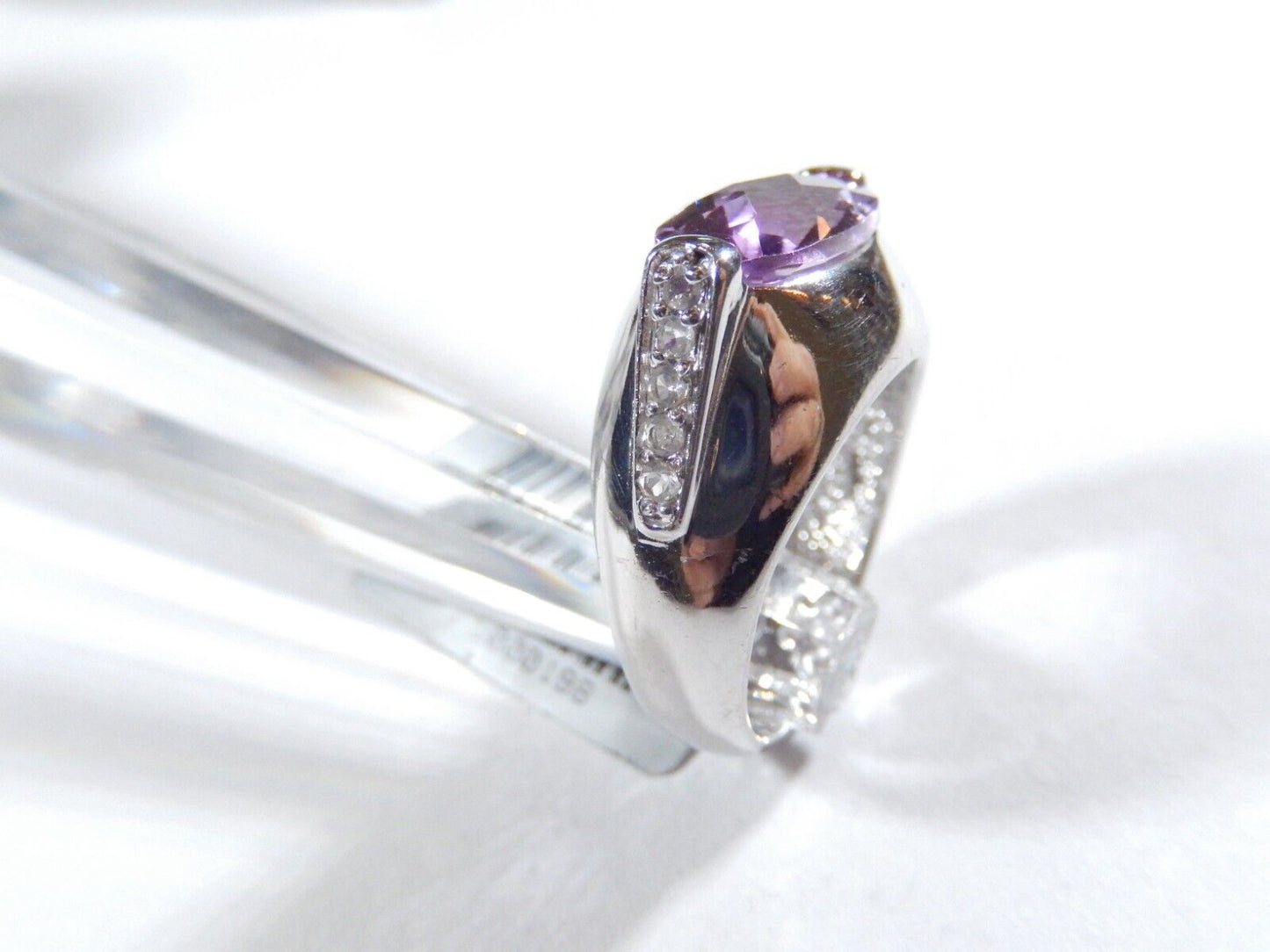 *VINTAGE*  Beautiful J & T Sterling Silver  3.50CT Oval Amethyst  Ring Size 7