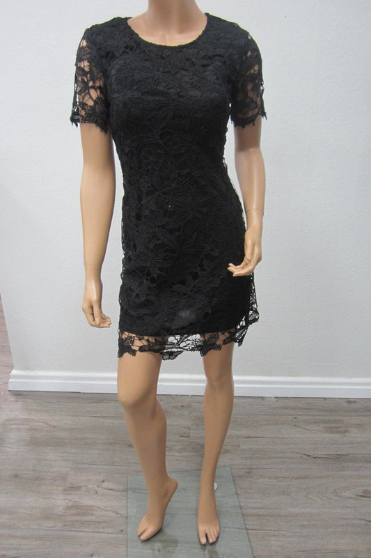 NWT Womens Black Lace JODI KRISTOPHER Sexy Cocktail Dress Size 3/4