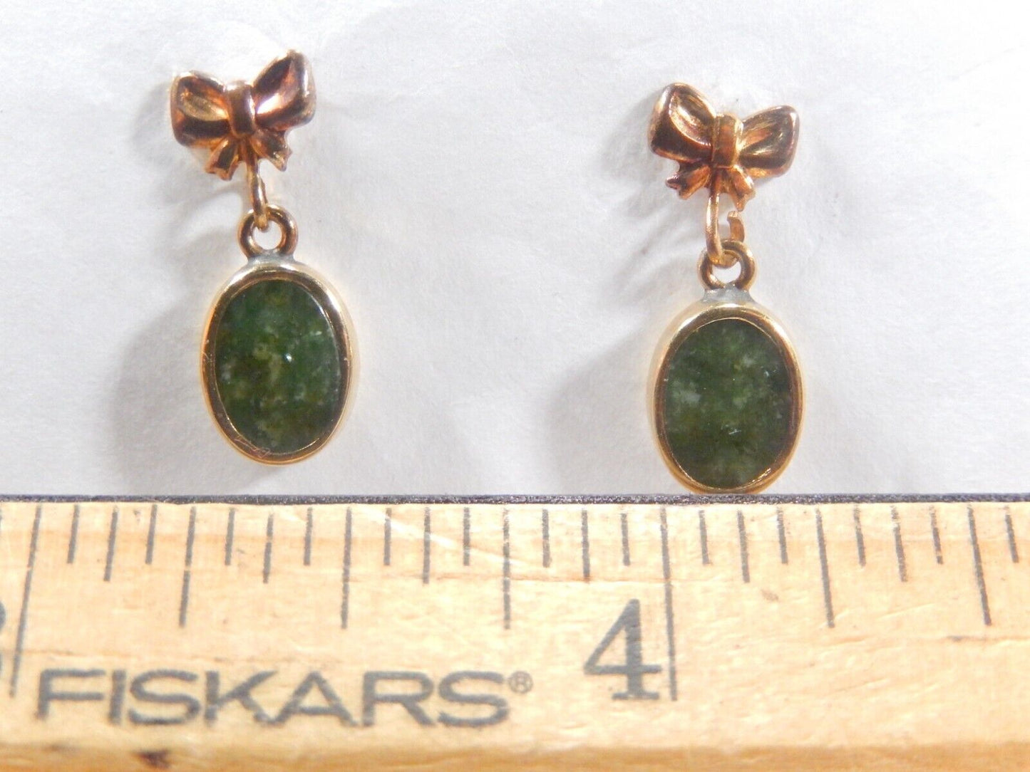*VINTAGE*  14K Gold Filled Natural A Green Jade Jadeite Dangle Earrings