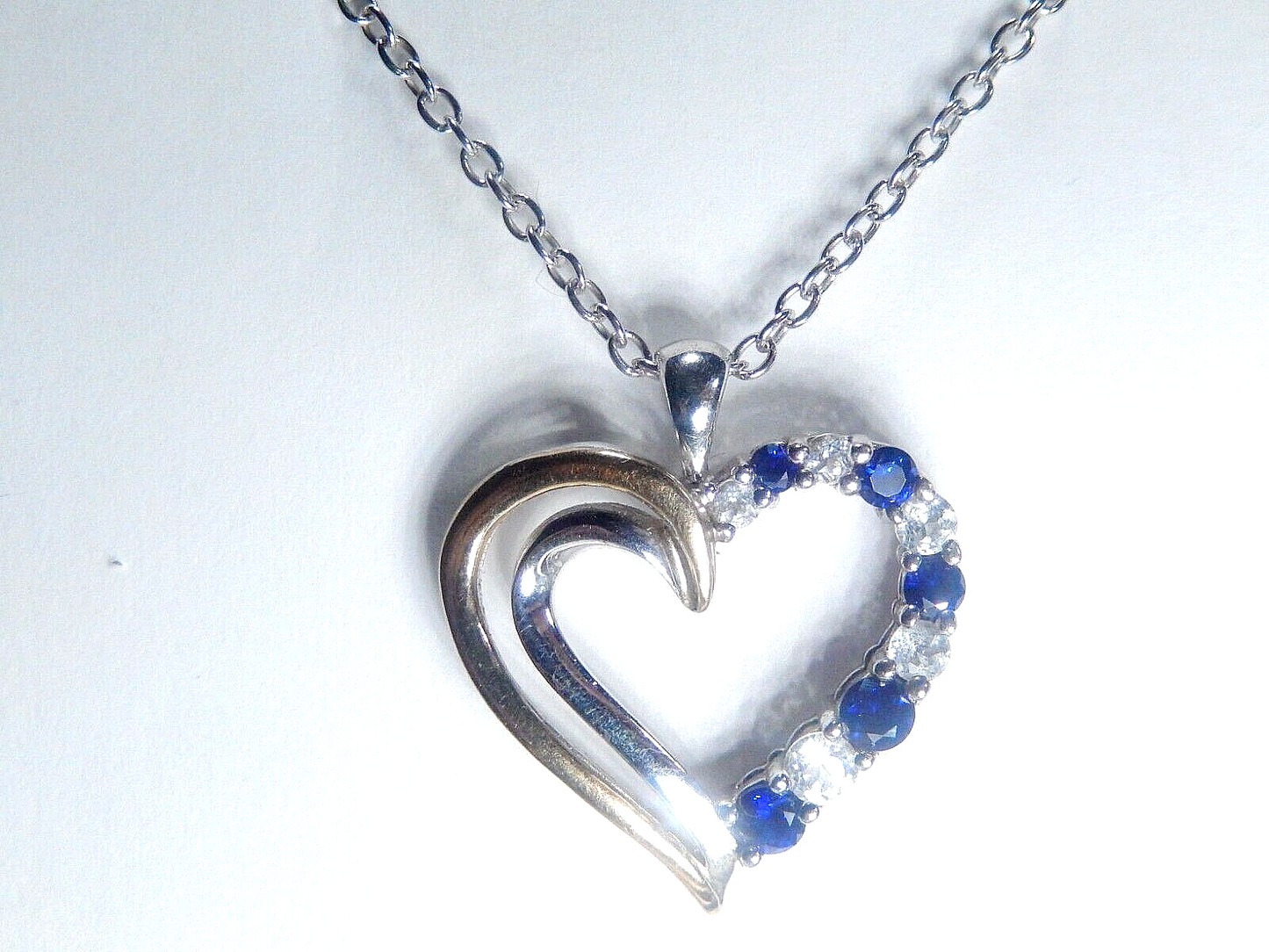 *VINTAGE*  10K Yellow Gold & Sterling Silver CZ & Lab Created Heart Necklace