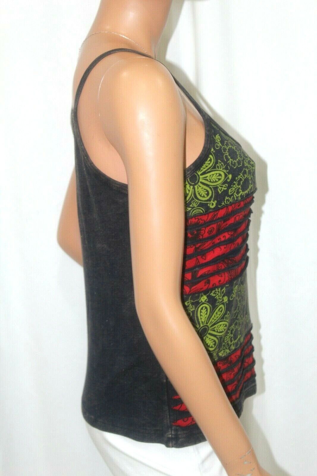 *VINTAGE*  Hippie Boho Tank Top Women's Med Blue With Flower Background - COOL