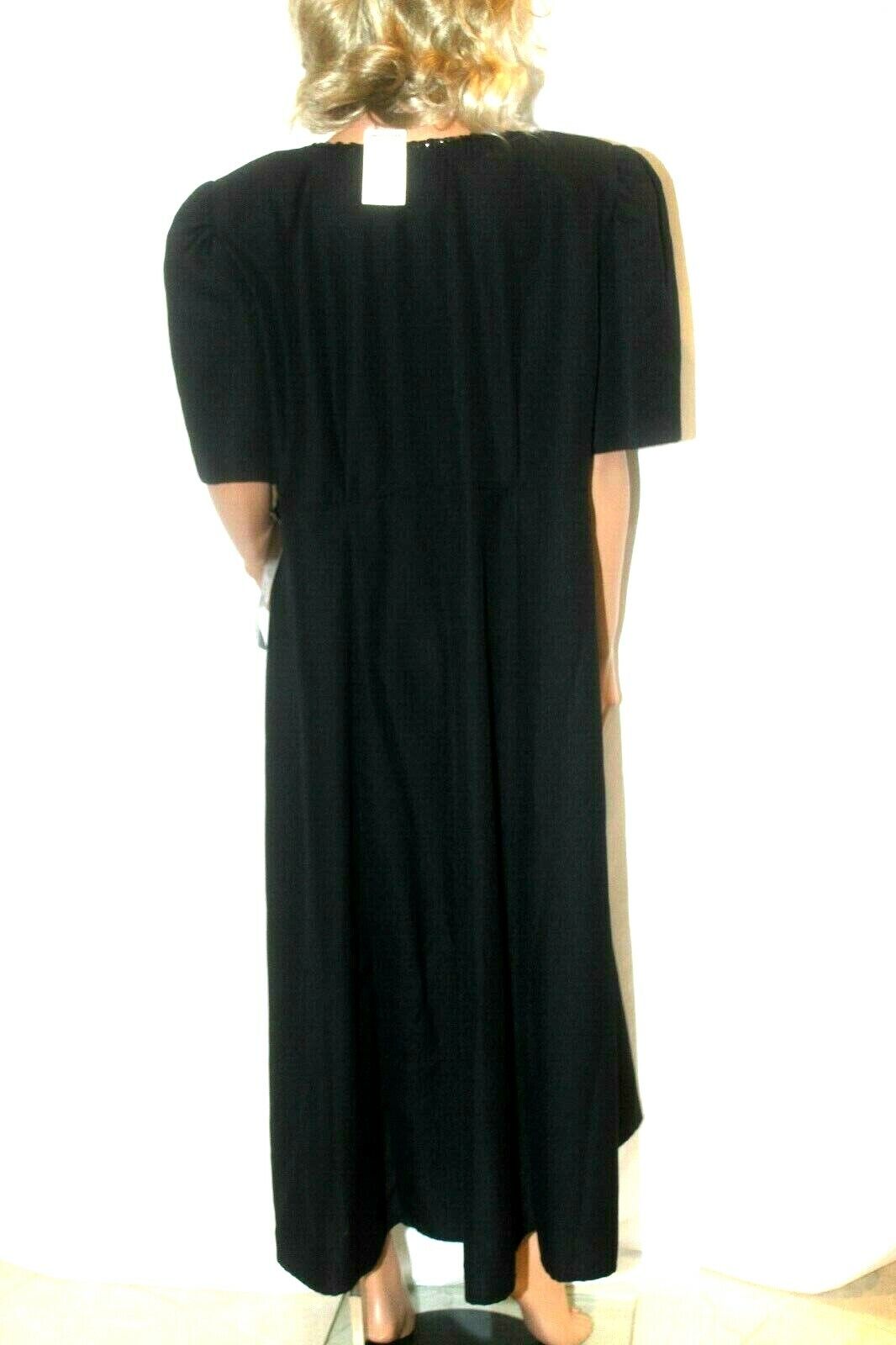 *NWT* $64.  More Jazz Black Sequence Collar Trim Long  Dress Size 20 "VERY NICE"