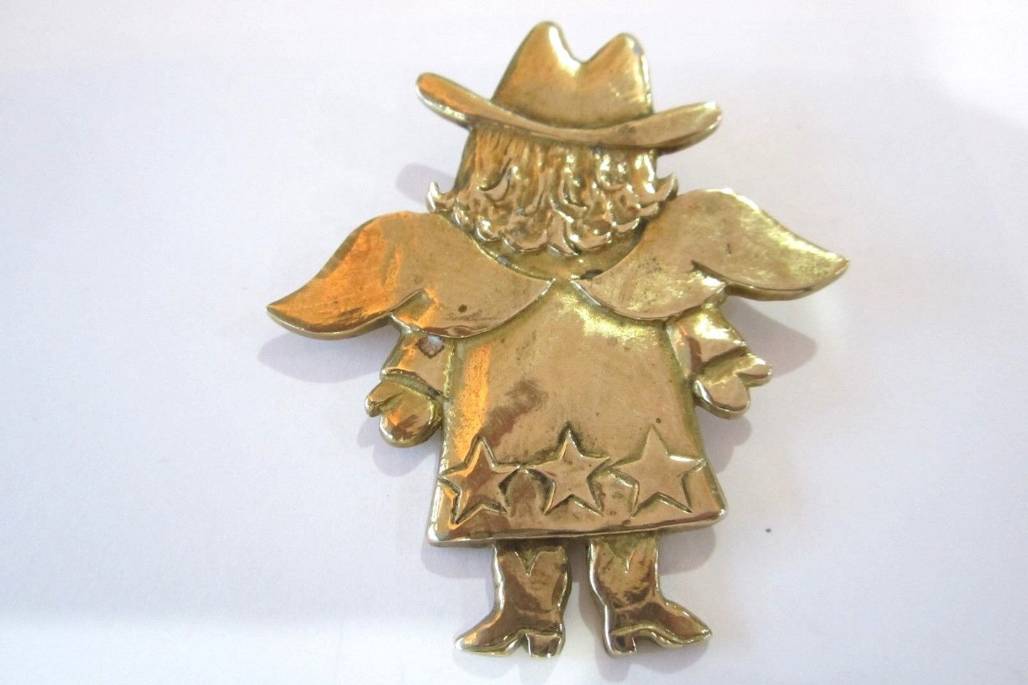 Jeep Collins Brass Large Statement Pendant Women Guardian Angel Cowgirl Jewelry
