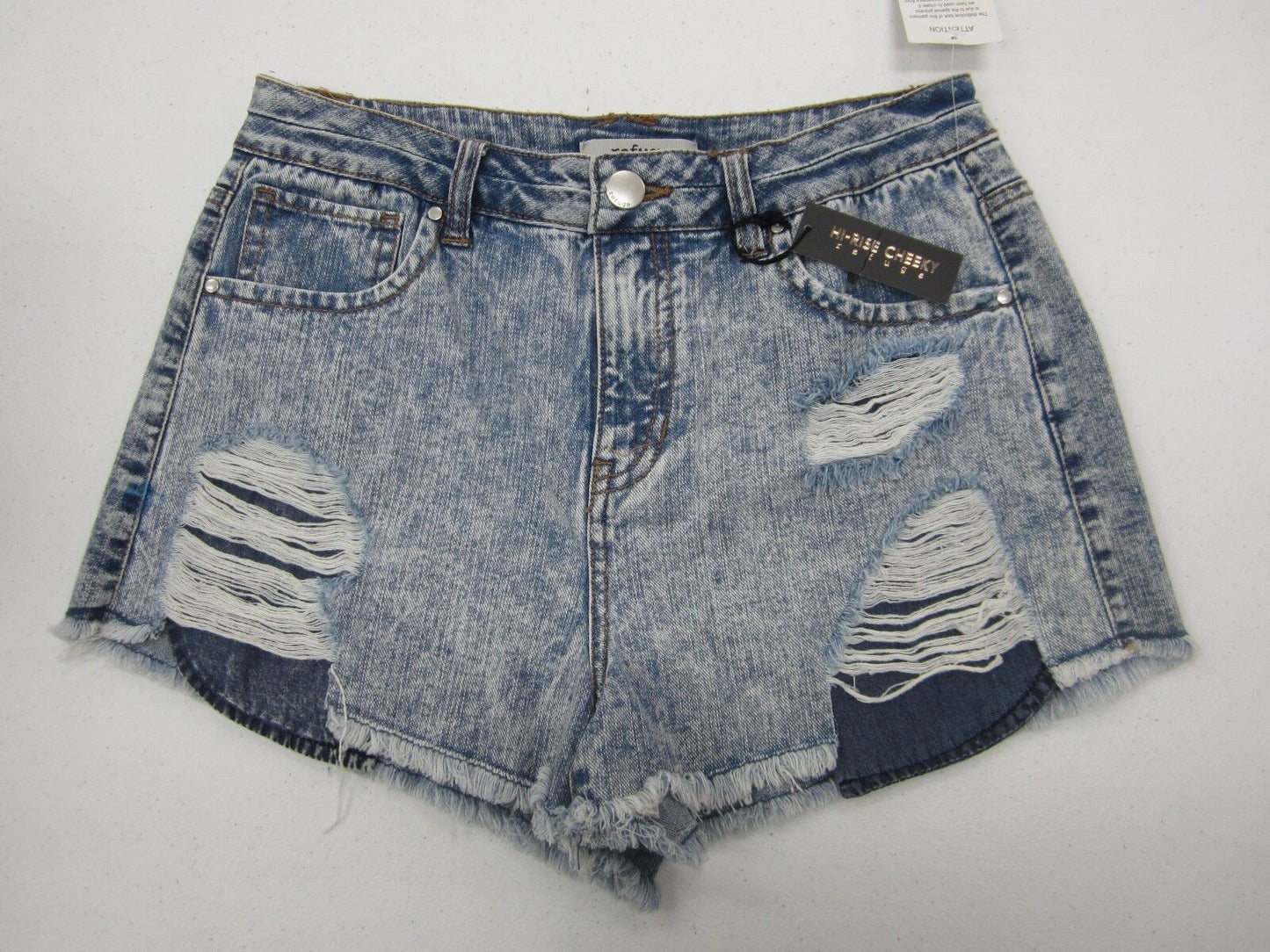 NWT Refuge Distressed Denim Shorts Cheeky Hi-Rise Stretch Charlotte Russe Size 4
