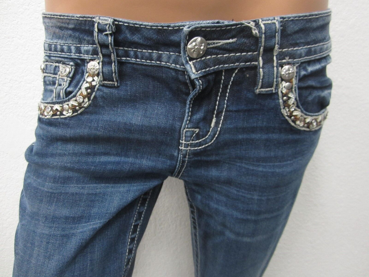 NICE Miss Me Jeans JP7306BV Signature Boot Jeans Med Blu Size 26 x 32