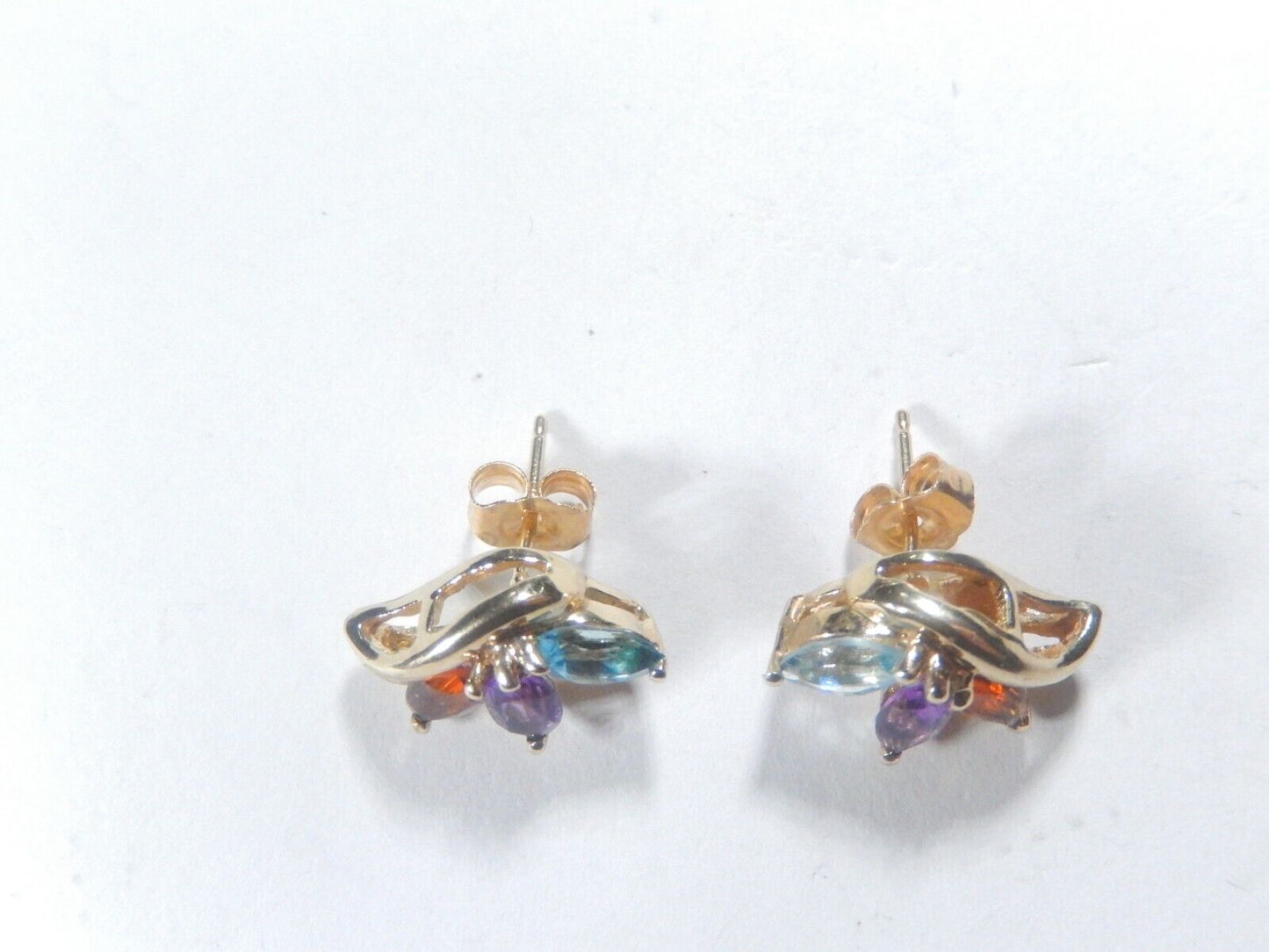 *VINTAGE*  10K Yellow Gold 1.25CT Marquise Cut Natural Gemstone Earrings