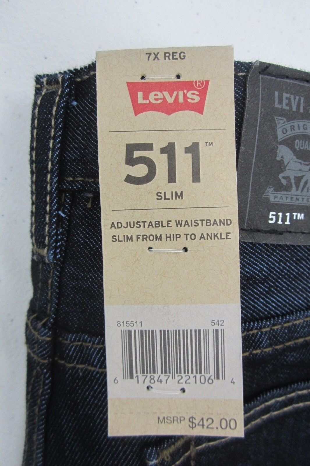 *NWT*  Boys Youth Kids Levi's 511 Slim Stretch Jeans Pants Blue Sz 7Reg