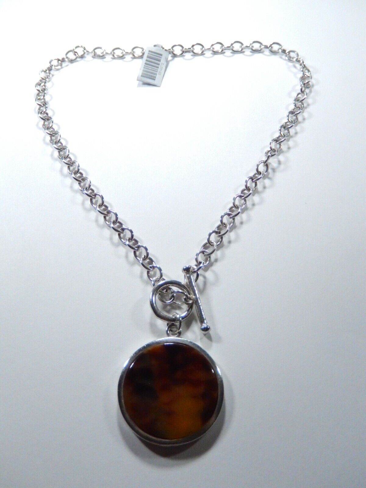 *VINTAGE*  17" Toggle Shell Necklace .925 Sterling Silver LARGE Round Links