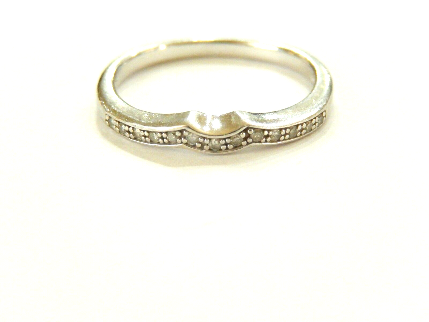 EC Sterling Silver  Diamonds Wedding Band Ring SZ 7.25