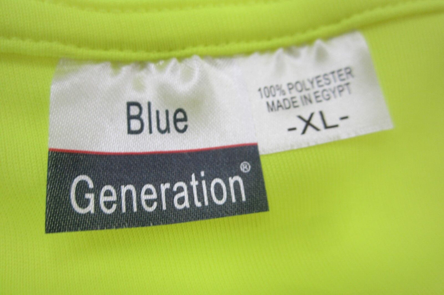 NEW Blue Generation Neon Yellow Custom Moisture Managment T Shirts Size XL