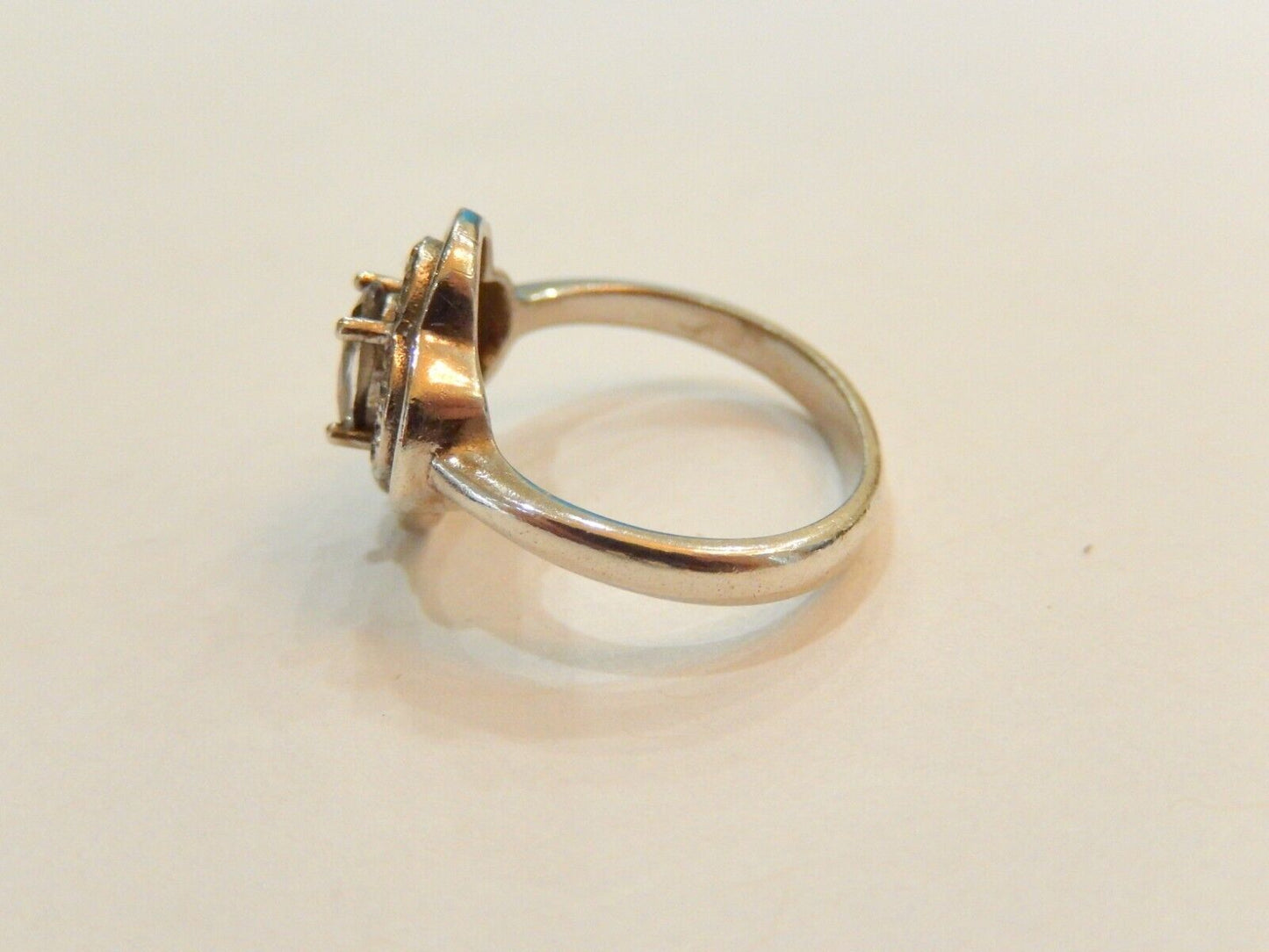 *VINTAGE*  Sterling Silver 925 Oval Mystic Topaz Cz Ring Size 8.25