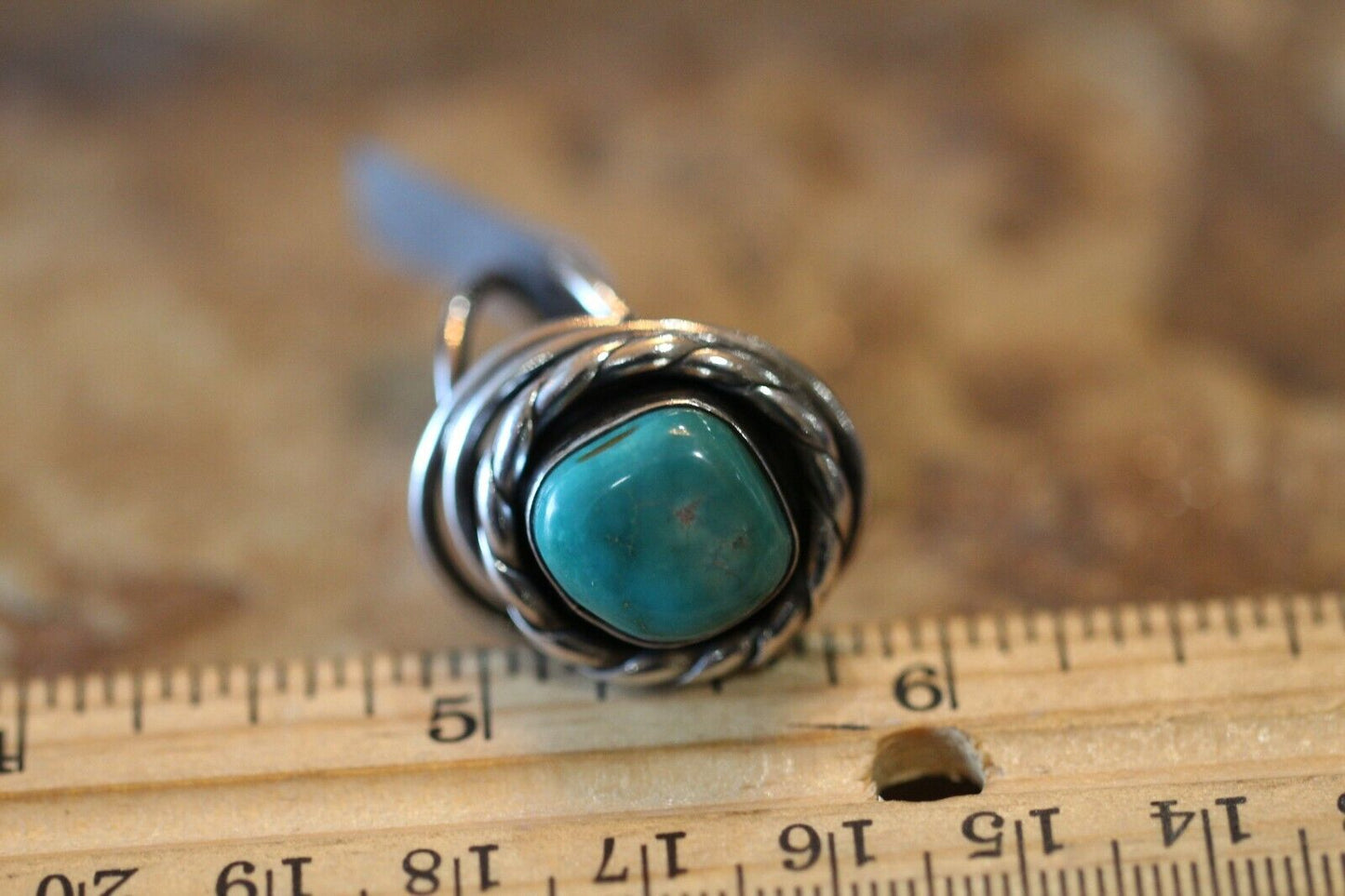 *VINTAGE*  Native American Sterling Silver Handmade Turquoise Ring  Adjustable