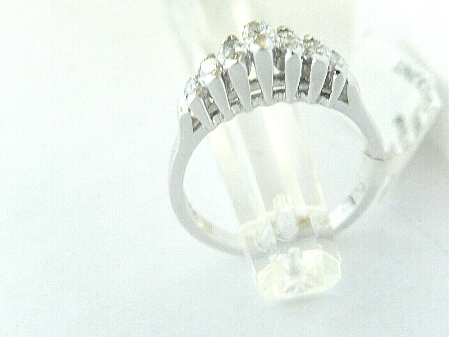 *VINTAGE* 14K White Gold .50CT Marquise Natural 7 Diamond Wedding Ring Sz 6.5