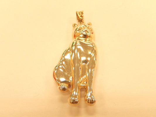 Vintage Large 925 Sterling Silver Sitting Cat 3D Pendant