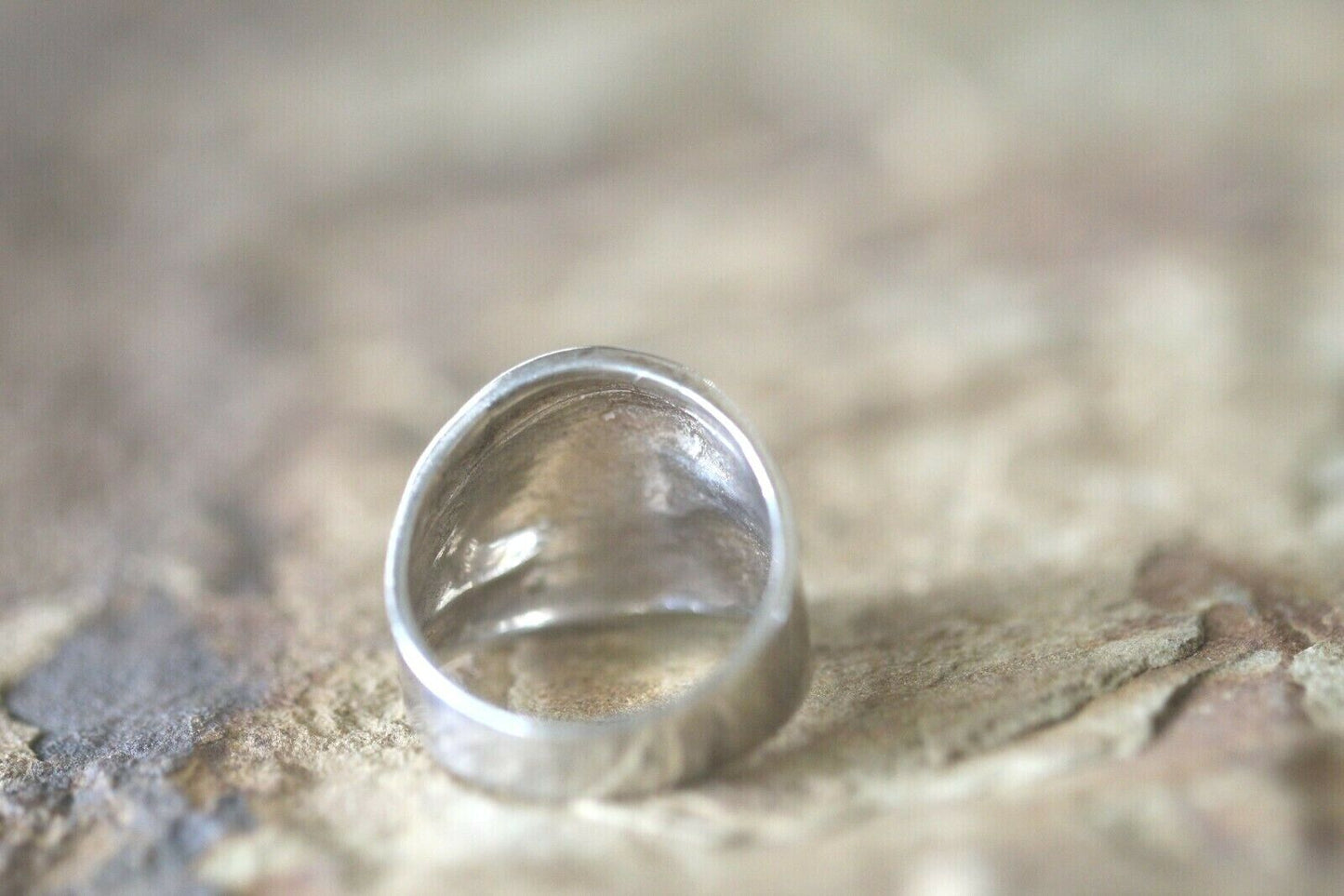 *VINTAGE*  Wide Handcrafted .925 Sterling Silver Native American Ring Size 7.5
