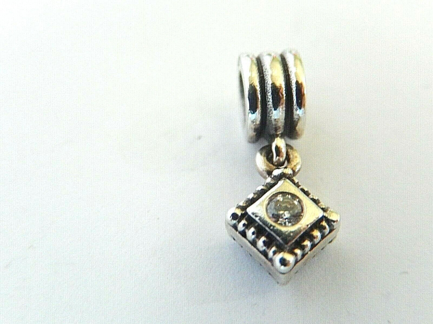 Beautiful Modern Sterling Silver 925 Pandora ALE Two Diamond  Bead Charm