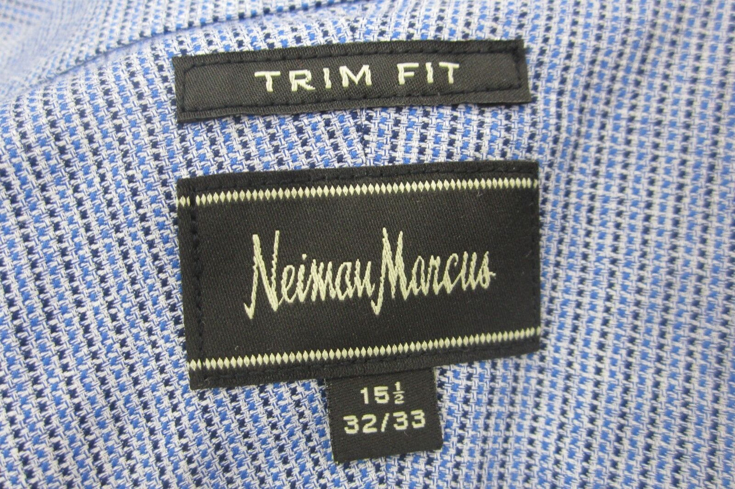 *NWT* Neiman Marcus Trim Fit Blue Check Button-Down Dress Shirt 15.5  x 32/33