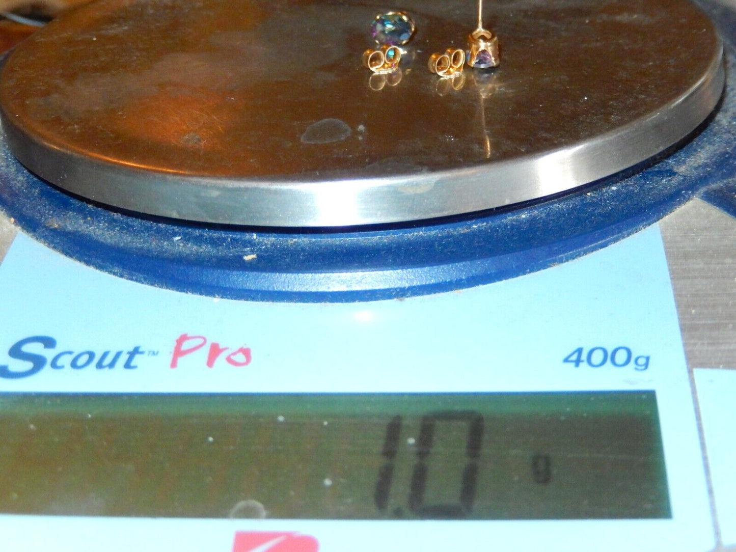 14k Yellow Gold 1.50CT TW  Oval Mystic Topaz 7mm x 5mm Post Earrings